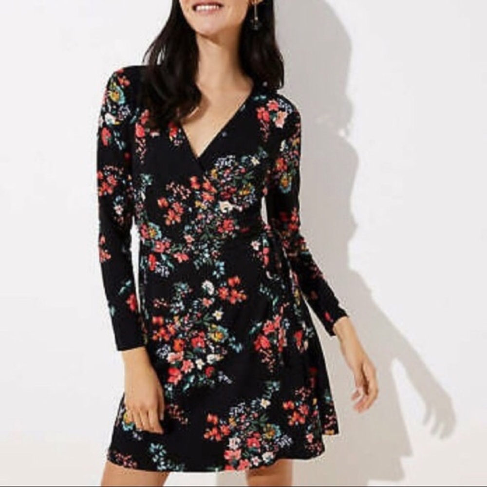 Ann Taylor LOFT Floral Wrap Night Out Dress